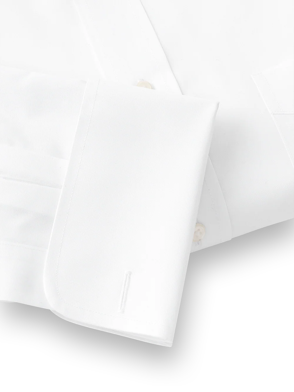 Supima Non-Iron Cotton Solid Color Spread Collar French Cuff Dress Shirt - White - Image 5