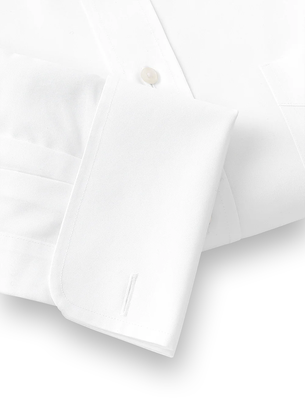 Supima Non-Iron Cotton Solid Color Straight Collar French Cuff Dress Shirt - White - Image 5