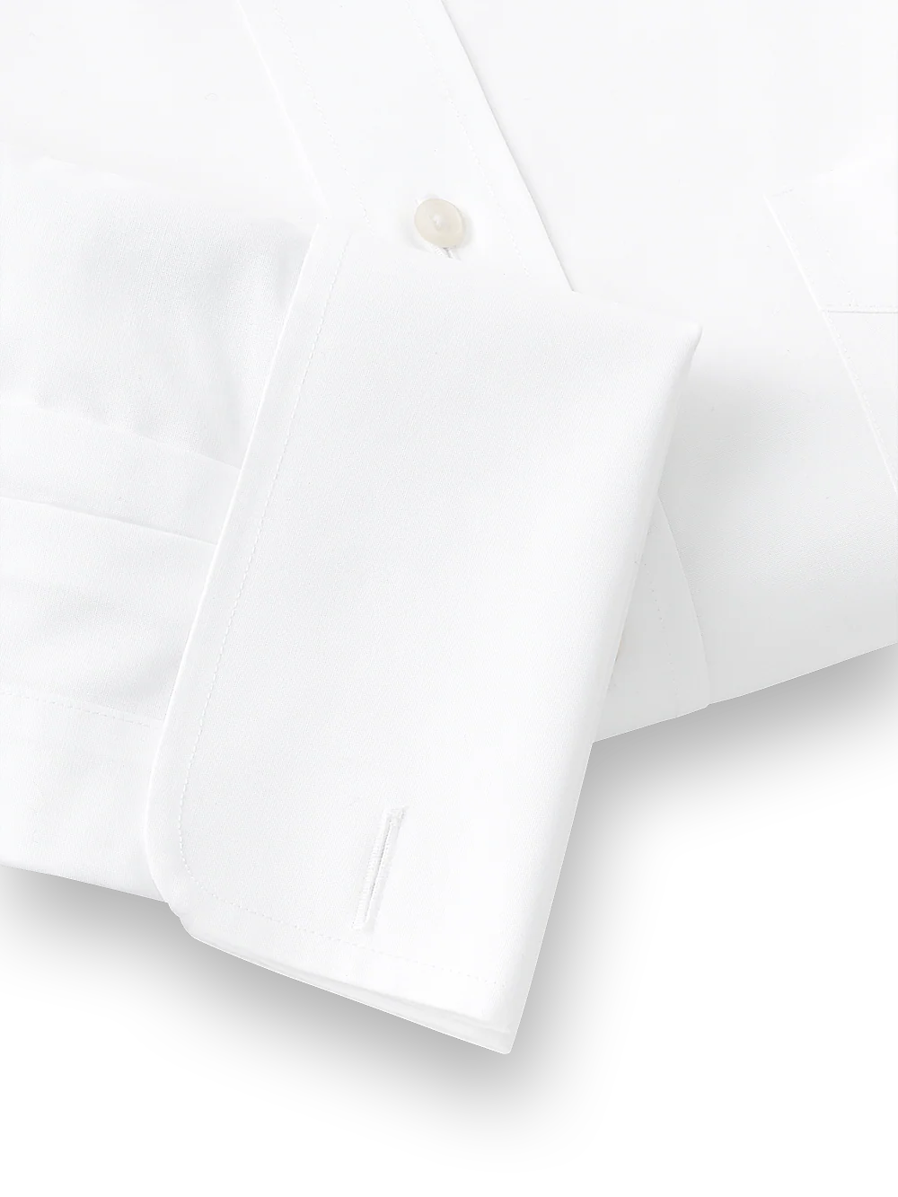 Supima Non-Iron Cotton Solid Straight Collar French Cuff Dress Shirt - White - Image 5