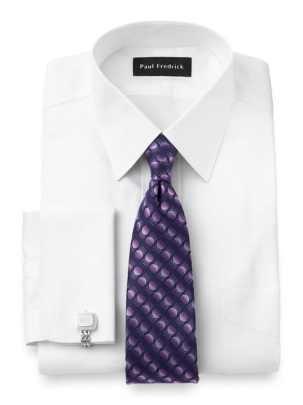 Tailored Fit Impeccable Non-Iron Cotton Straight Collar French Cuff Dress Shirt - White - Image 2