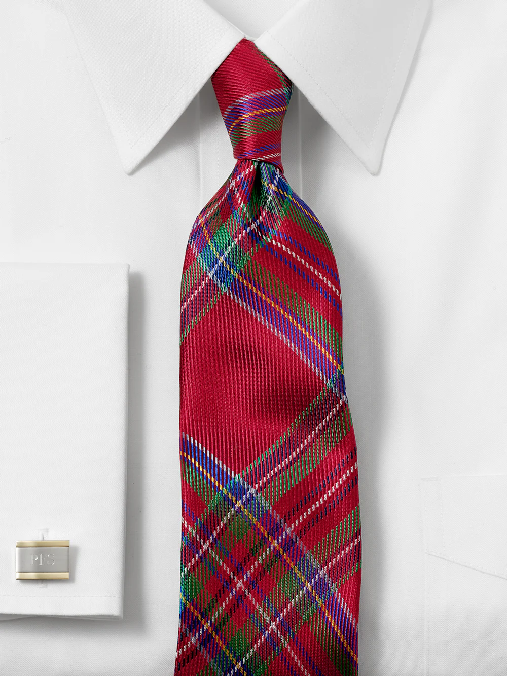 Tartan Plaid Woven Silk Tie - Red Multi - Image 2