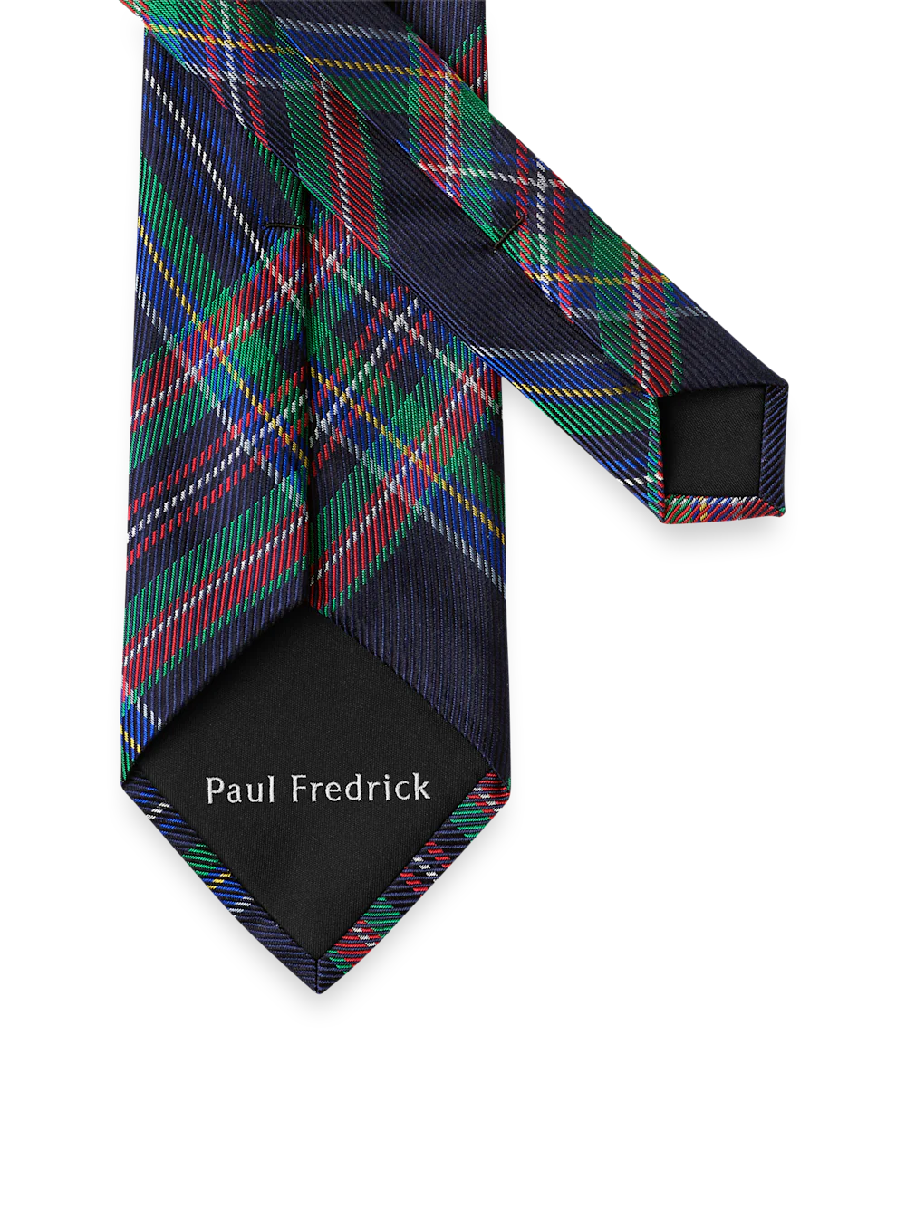 Tartan Plaid Woven Silk Tie - Navy Multi - Image 3