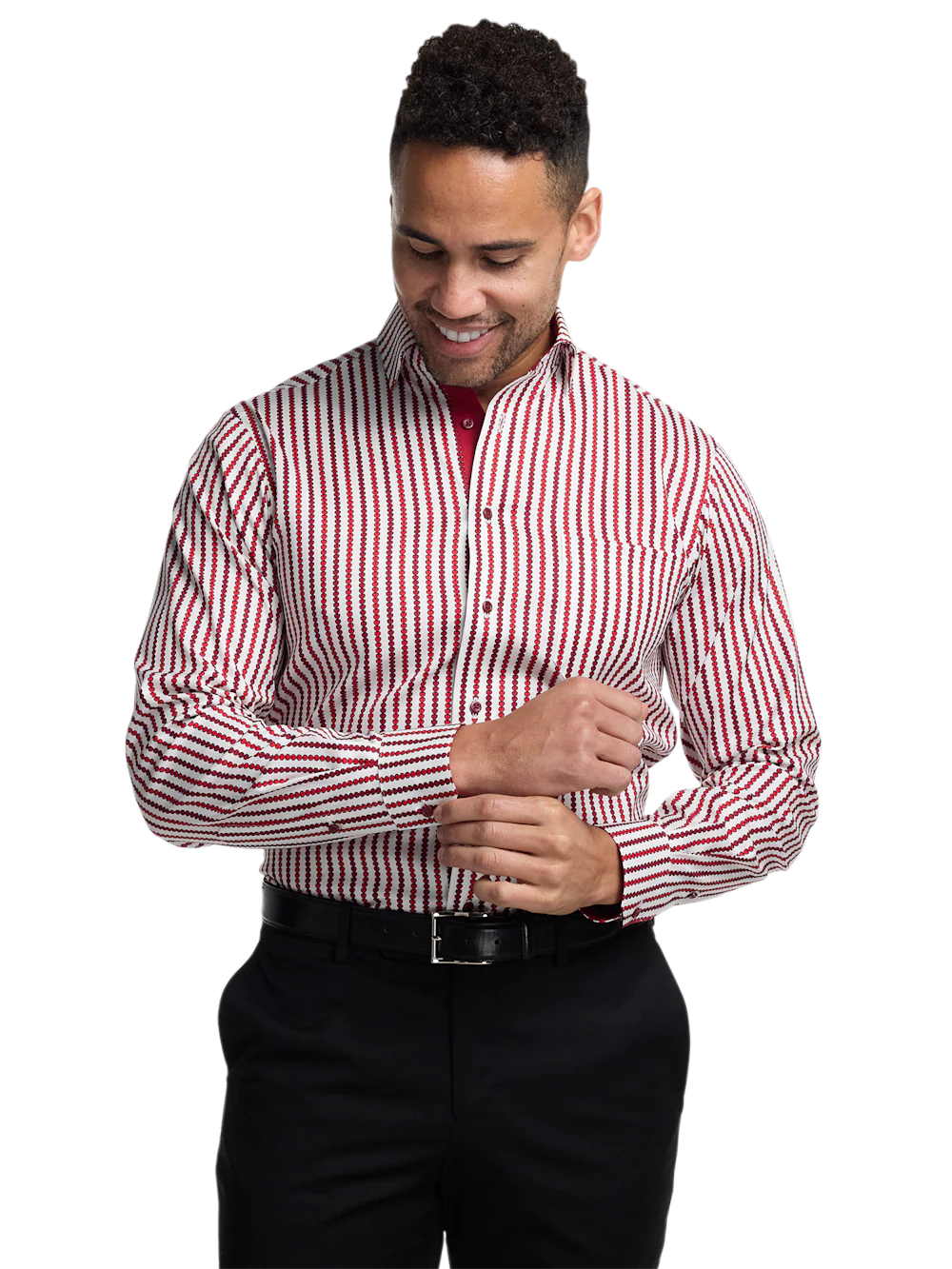 Valentine's Day Comfort Stretch Non-Iron Heart Dress Shirt With Contrast Trim - White/red - Image 2