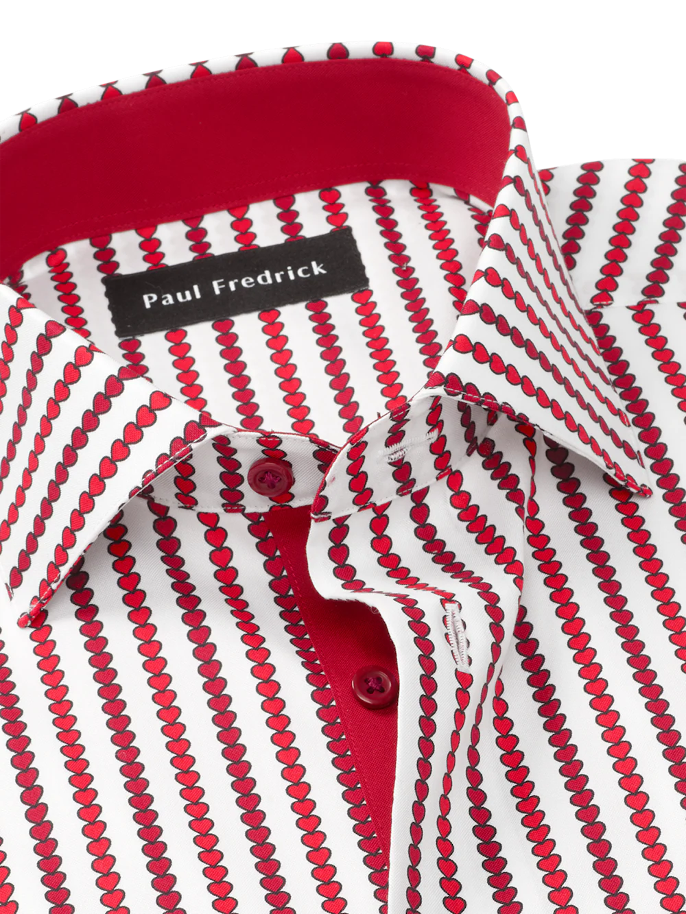 Valentine's Day Comfort Stretch Non-Iron Heart Dress Shirt With Contrast Trim - White/red - Image 7