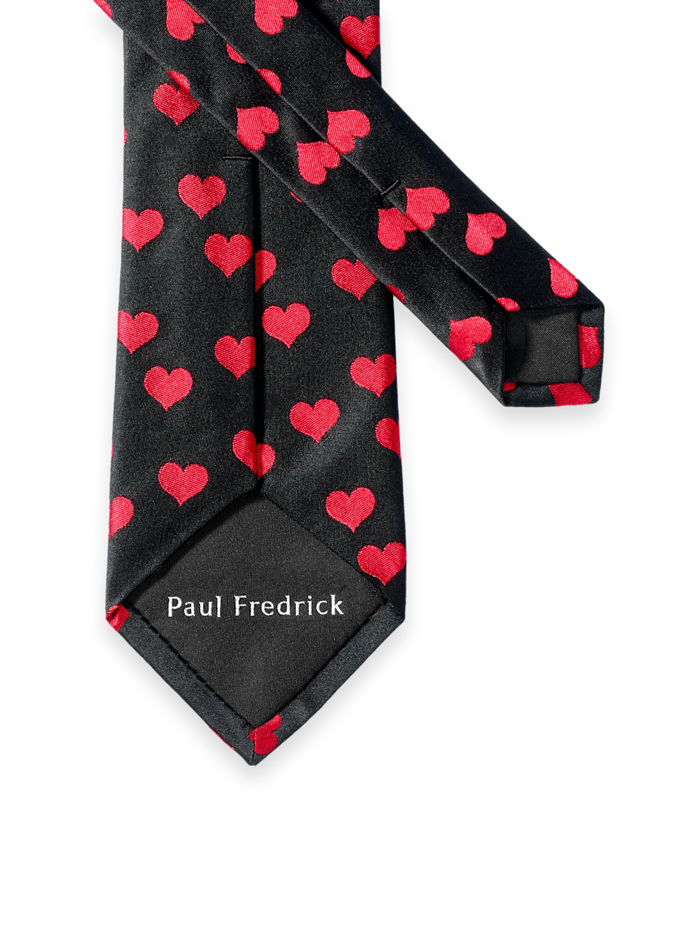 Valentine's Day Hearts Woven Silk Tie - Black/red - Image 3
