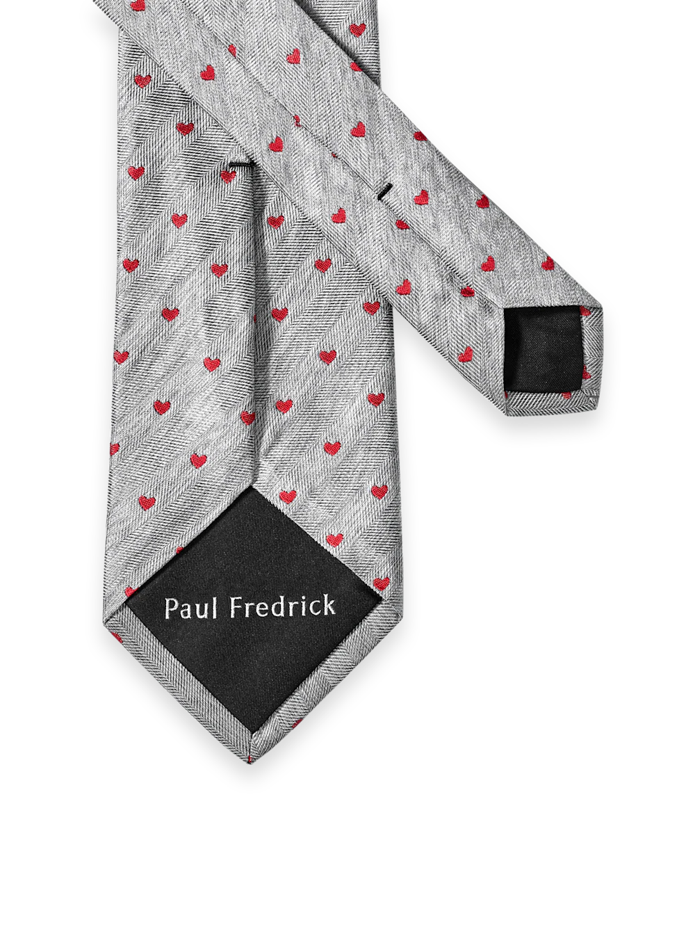 Valentine's Day Hearts Woven Silk Tie - Grey/red - Image 3