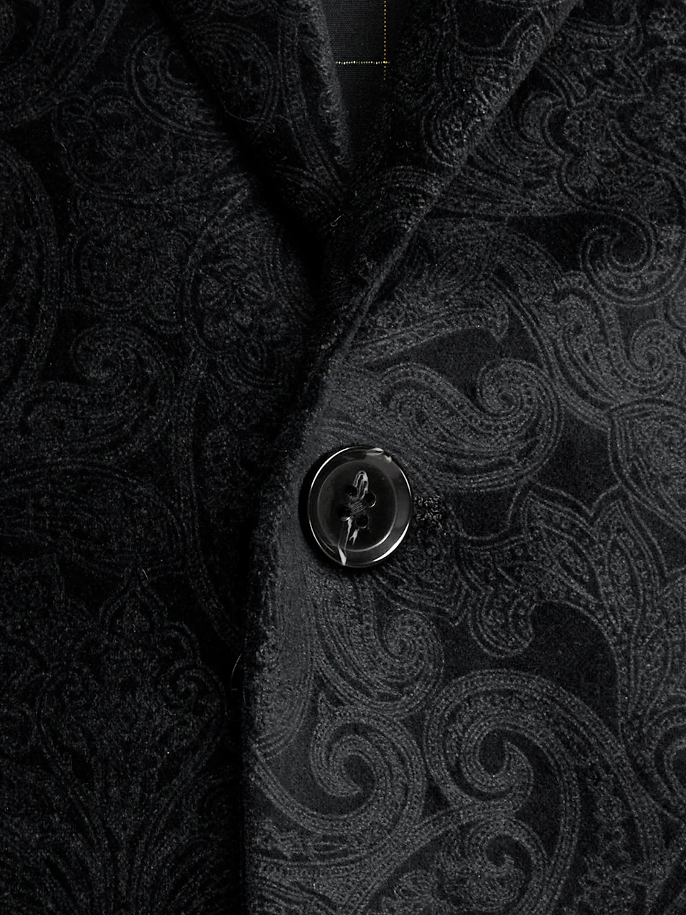 Velvet Paisley Single Breasted Peak Lapel Sport Coat - Black - Image 6