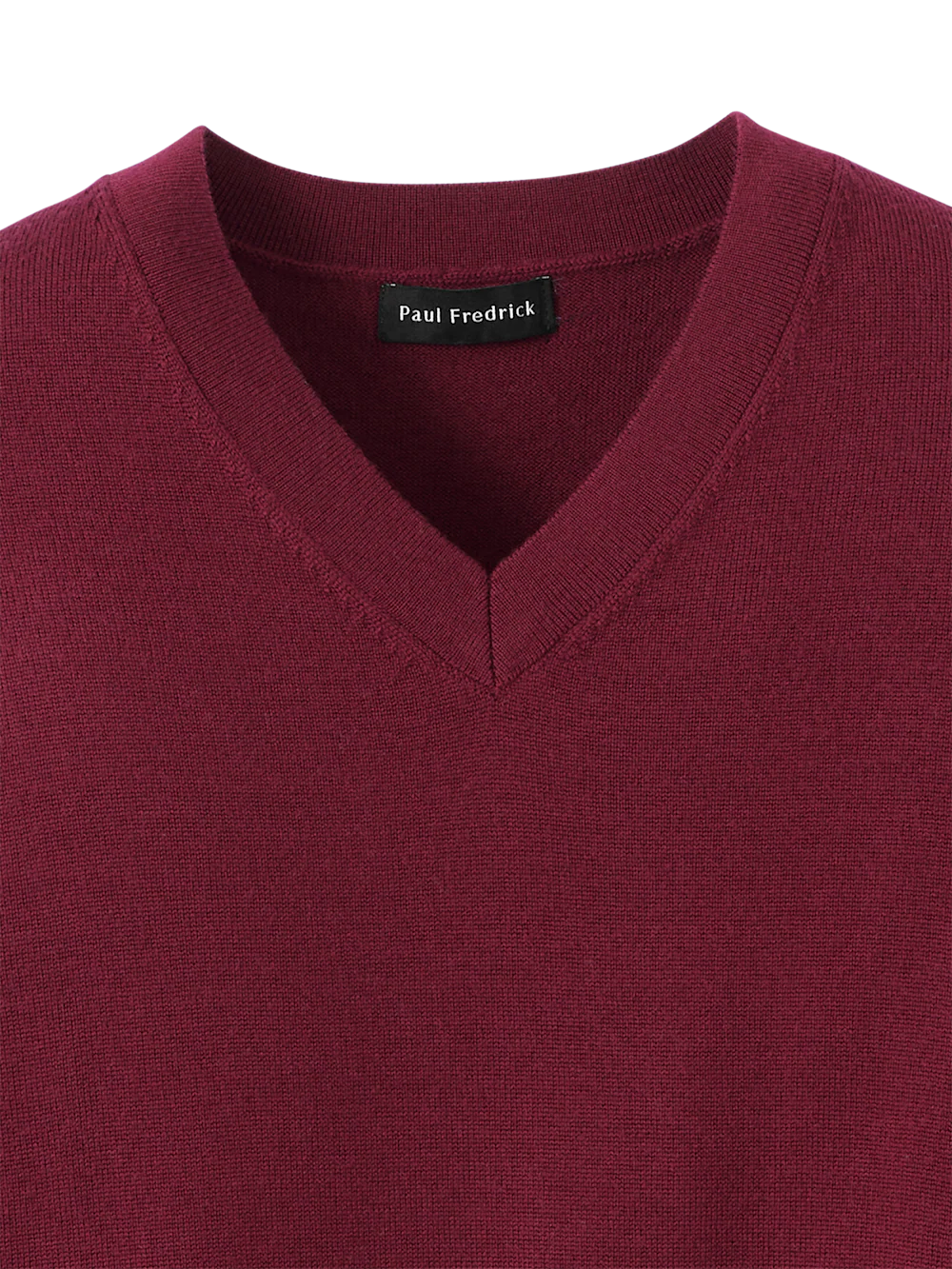 Washable Merino Wool V-neck Sweater - Burgundy - Image 6