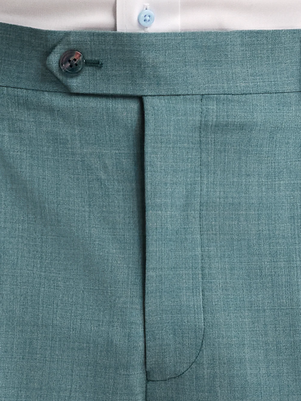 Wool Bengaline Pleated Suit Pants - Teal - Image 5