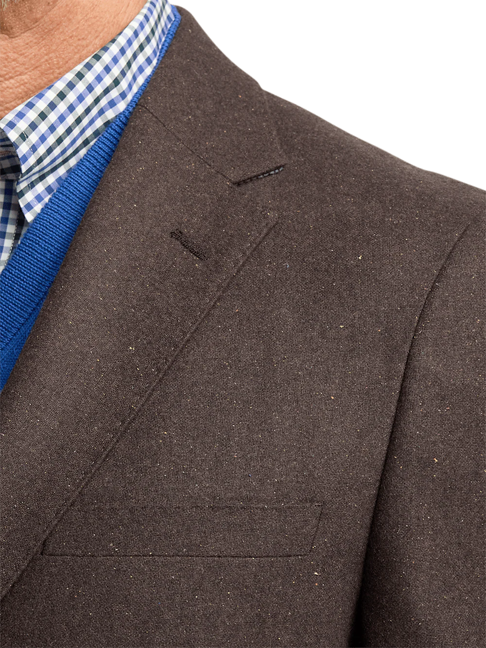 Wool Blend Donegal Single Breasted Notch Lapel Sport Coat - Brown - Image 7