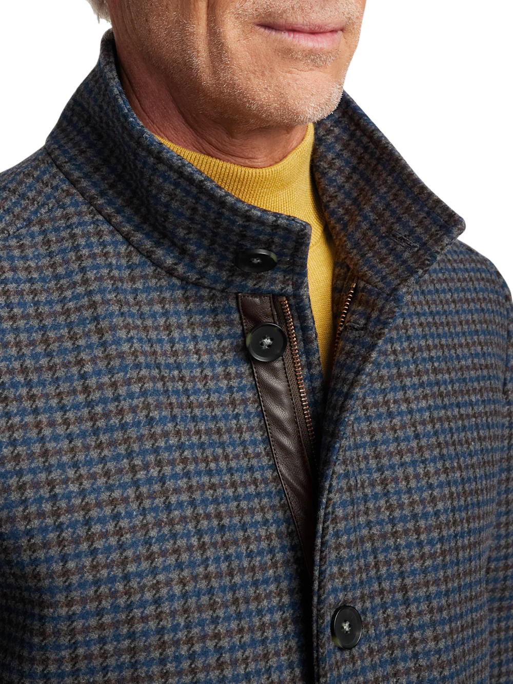 Wool Blend Houndstooth Carcoat - Multi - Image 6