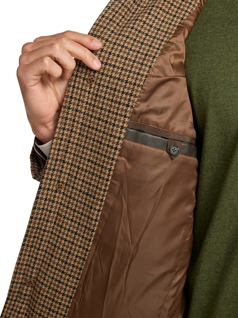 Wool Blend Houndstooth Carcoat - Black/tan - Image 5