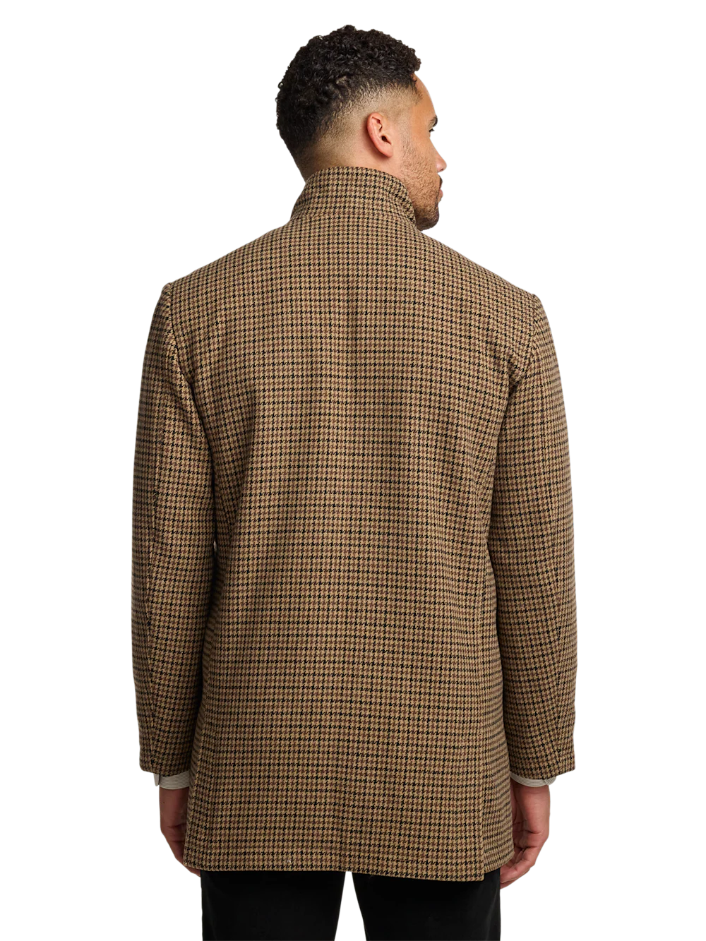 Wool Blend Houndstooth Carcoat - Black/tan - Image 8