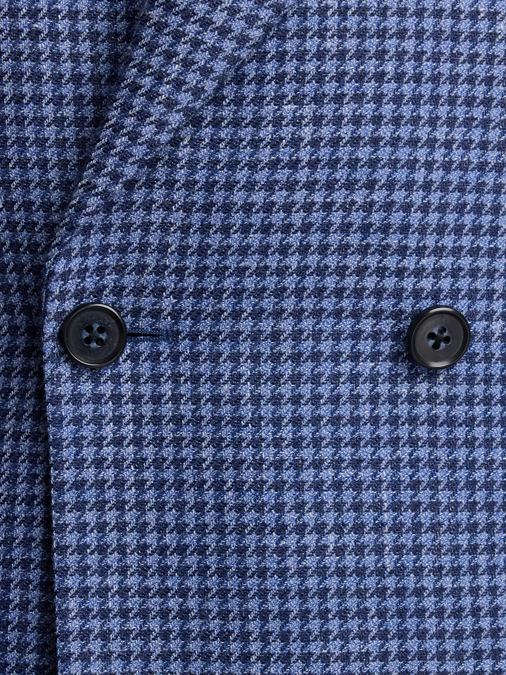 Wool Blend Houndstooth Double Breasted Peak Lapel Sport Coat - Blue Houndstooth - Image 5