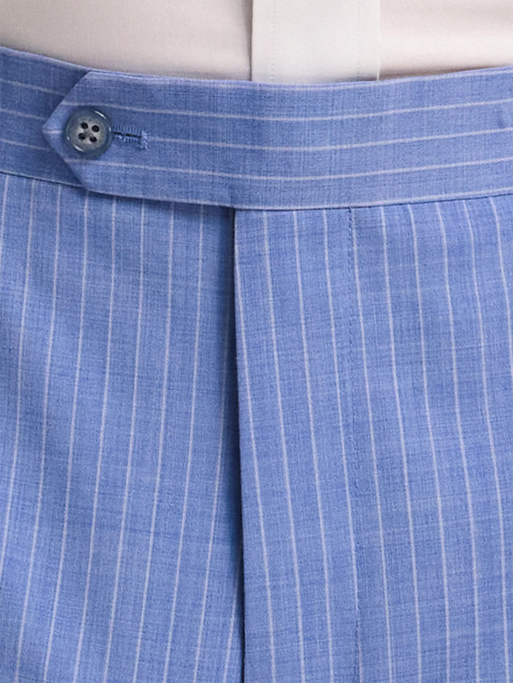 Wool Blend Pindstripe Single Pleat Suit Pant - Blue - Image 4
