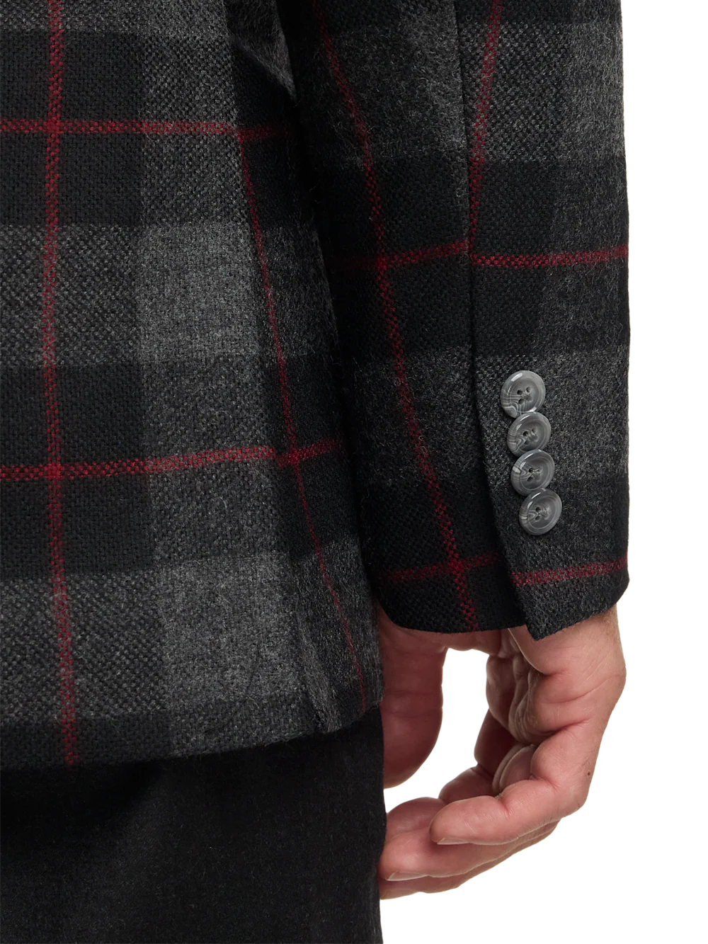 Wool Blend Plaid Single Breasted Notch Lapel Sport Coat - Black/grey - Image 4