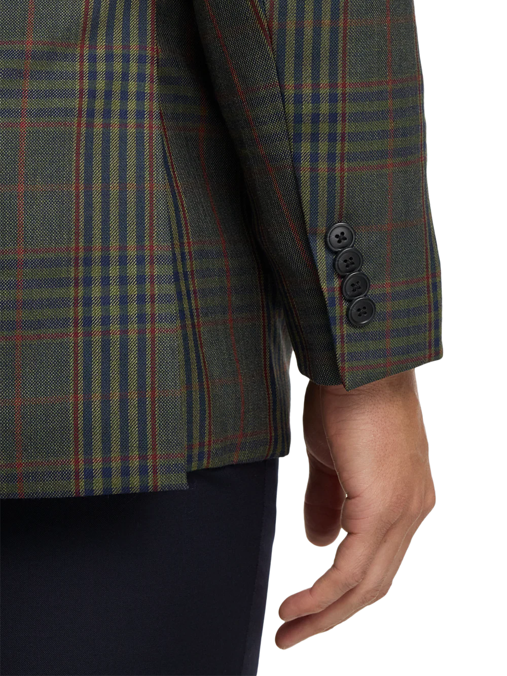 Wool Blend Plaid Single Breasted Notch Lapel Sport Coat - Green/blue - Image 4
