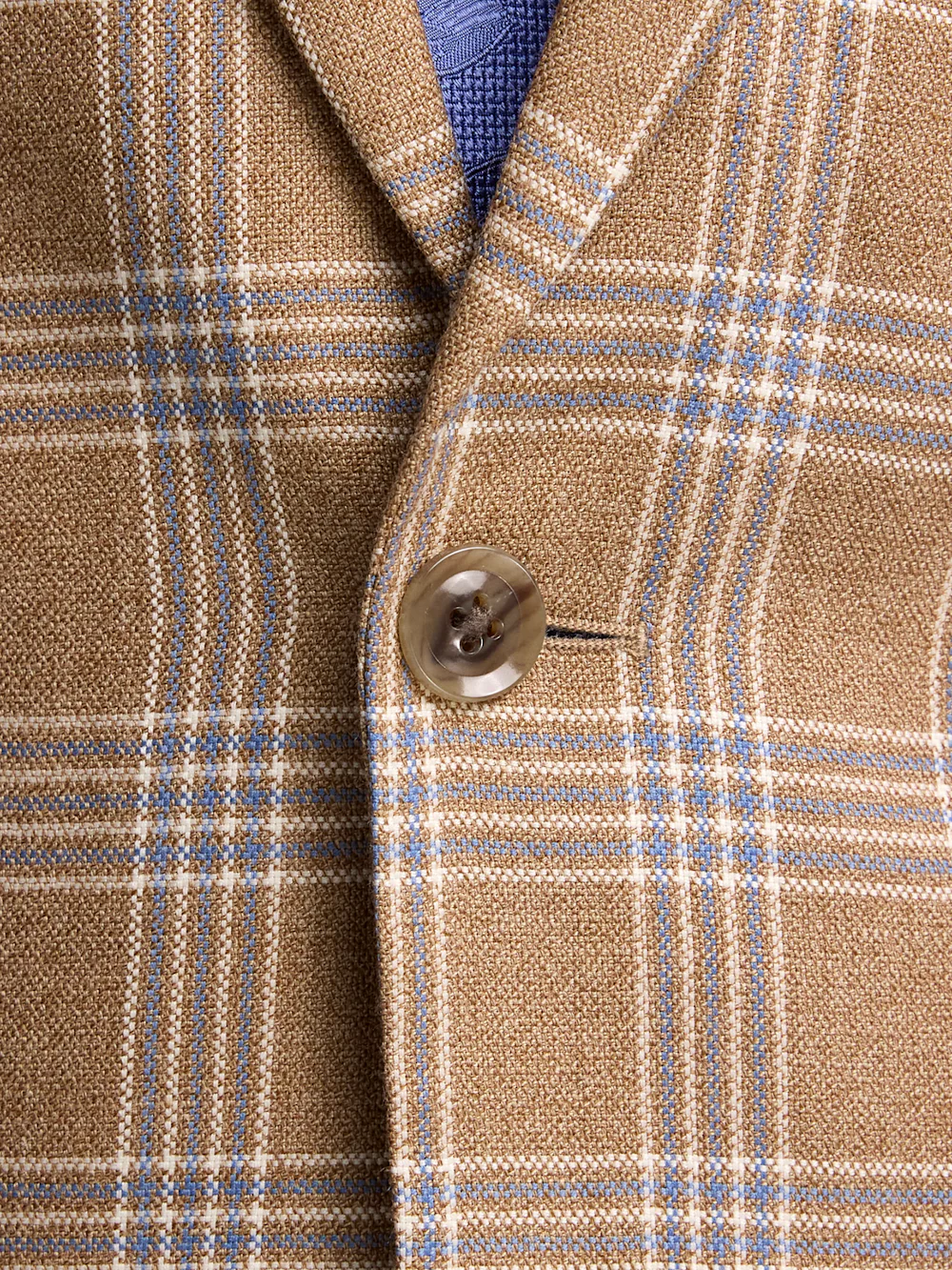 Wool Blend Plaid Single Breasted Notch Lapel Suit - Brown - Image 5