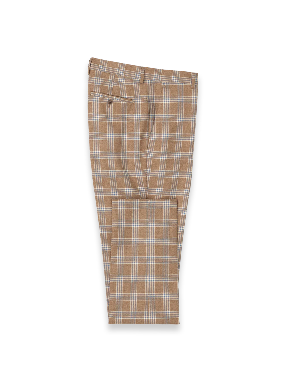 Wool Blend Plaid Single Breasted Notch Lapel Suit - Brown - Image 9