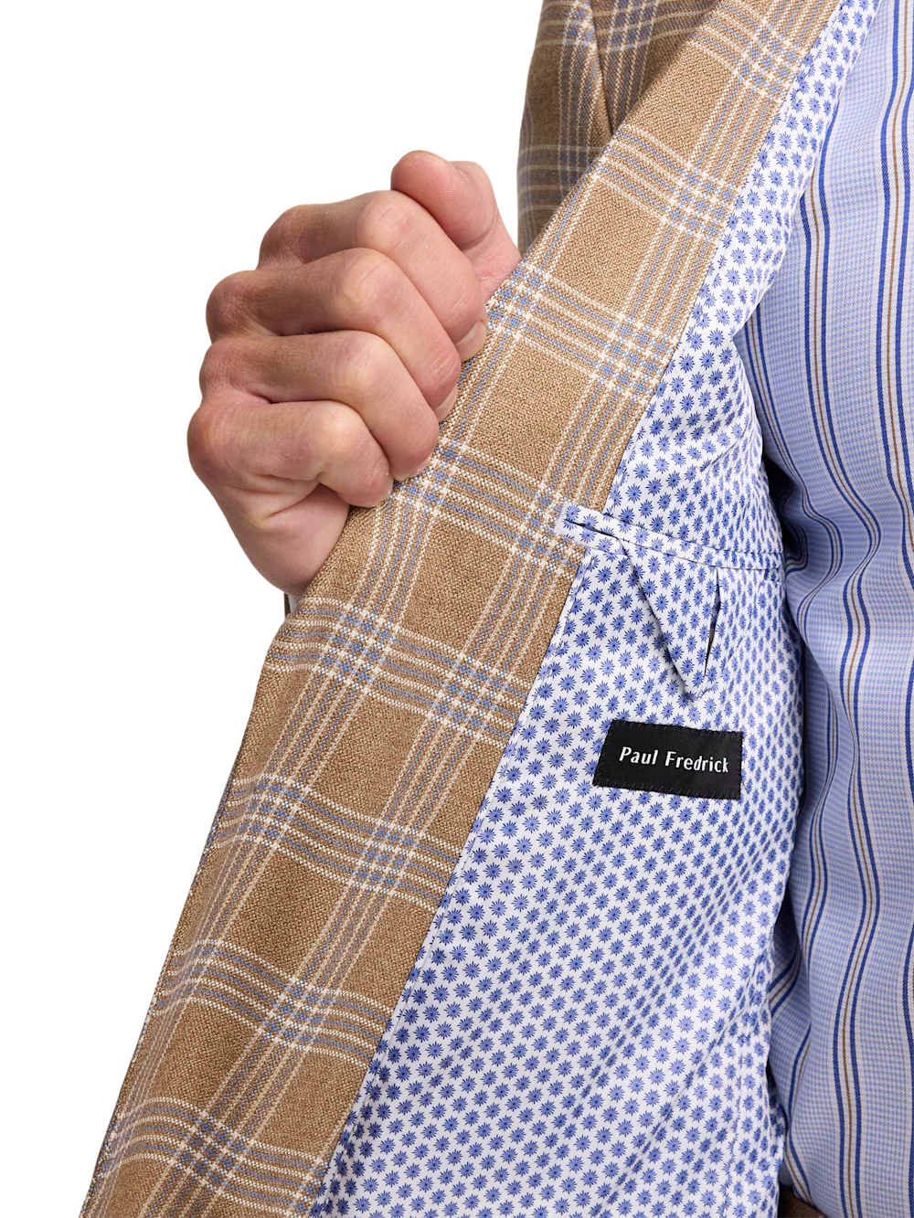 Wool Blend Plaid Single Breasted Notch Lapel Suit Jacket - Brown - Image 4