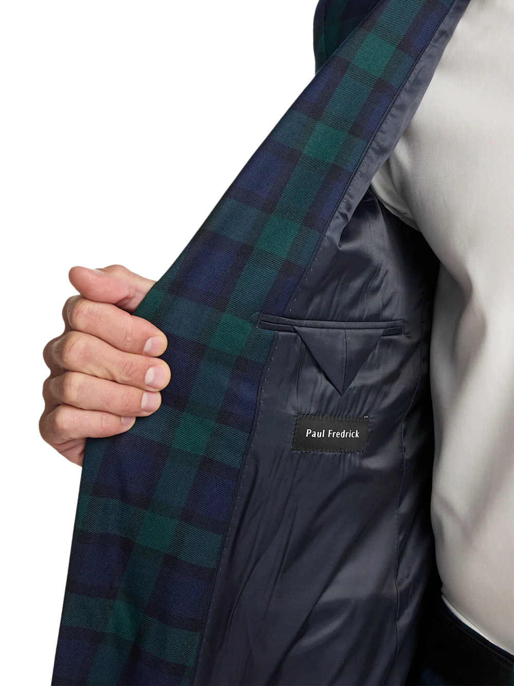 Wool Blend Single Breasted Notch Lapel Sport Coat - Green/navy - Image 5