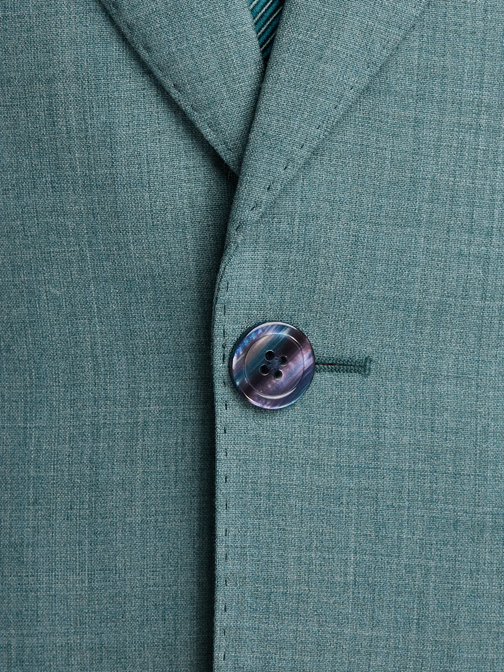 Wool Blend Single Breasted Peak Lapel Suit - Teal - Image 5