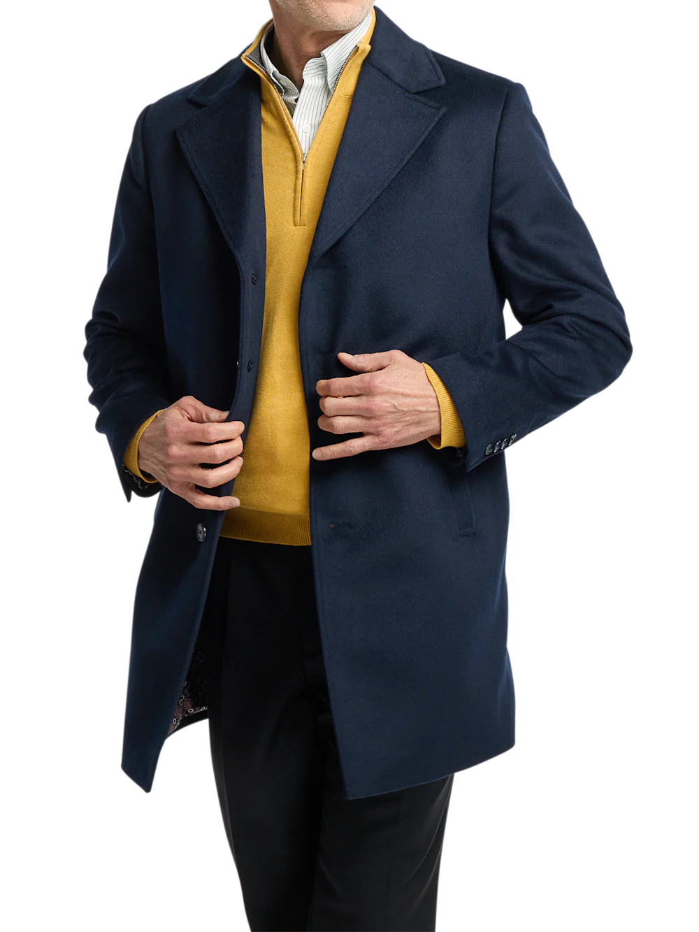 Wool Blend Topcoat - Navy - Image 3