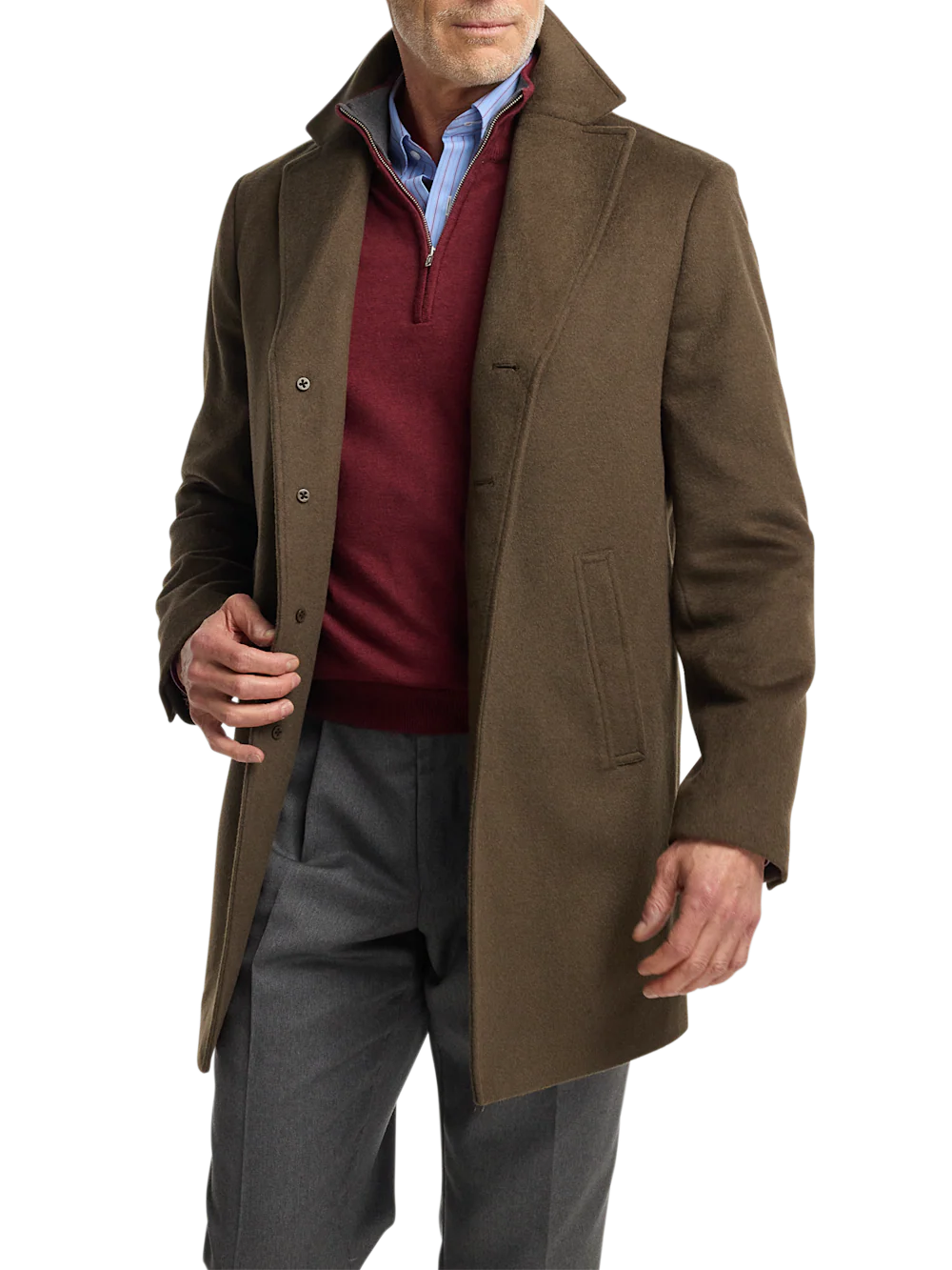 Wool Blend Topcoat - Olive - Image 3
