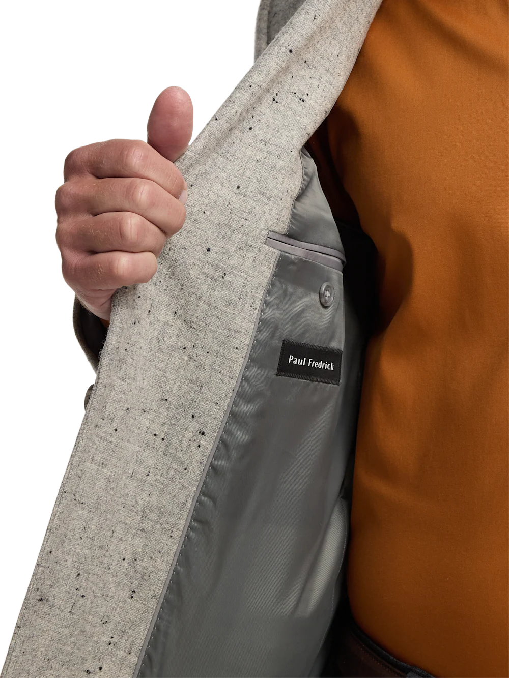 Wool Donegal Single Breasted Notch Lapel Sport Coat - Grey - Image 4