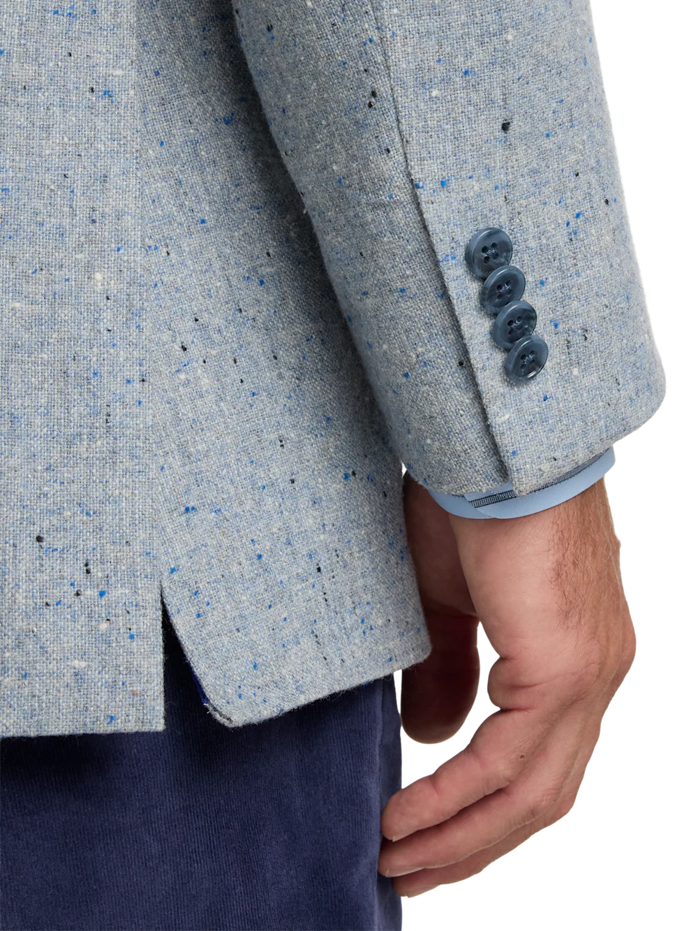 Wool Donegal Single Breasted Notch Lapel Sport Coat - Light Blue - Image 4