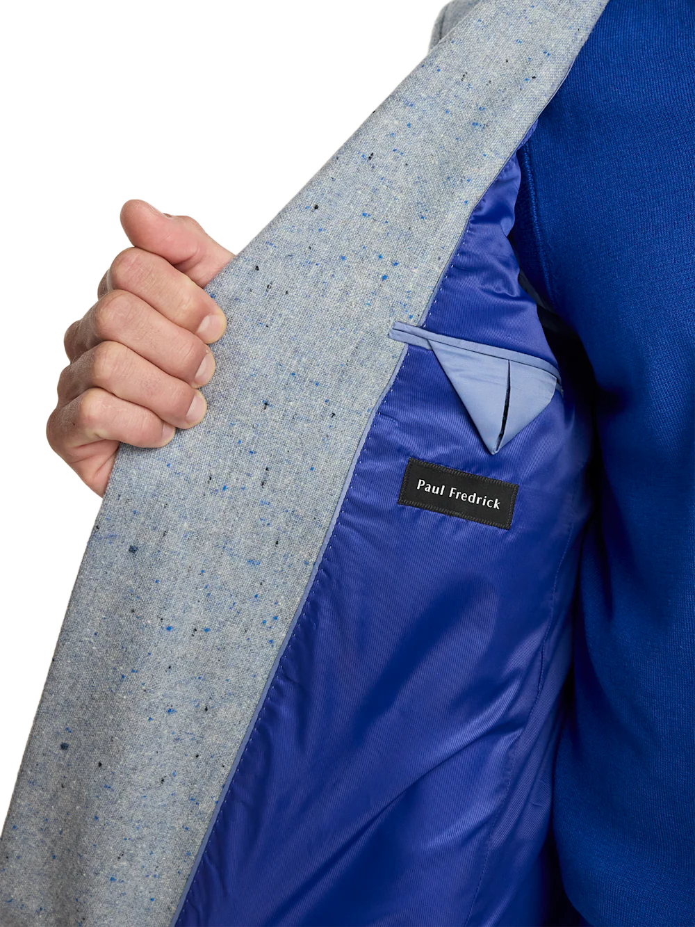 Wool Donegal Single Breasted Notch Lapel Sport Coat - Light Blue - Image 5