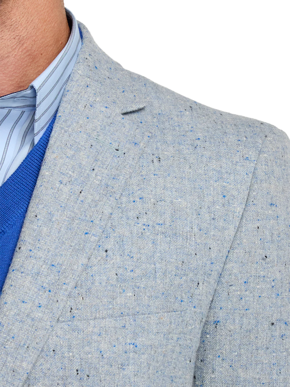Wool Donegal Single Breasted Notch Lapel Sport Coat - Light Blue - Image 7