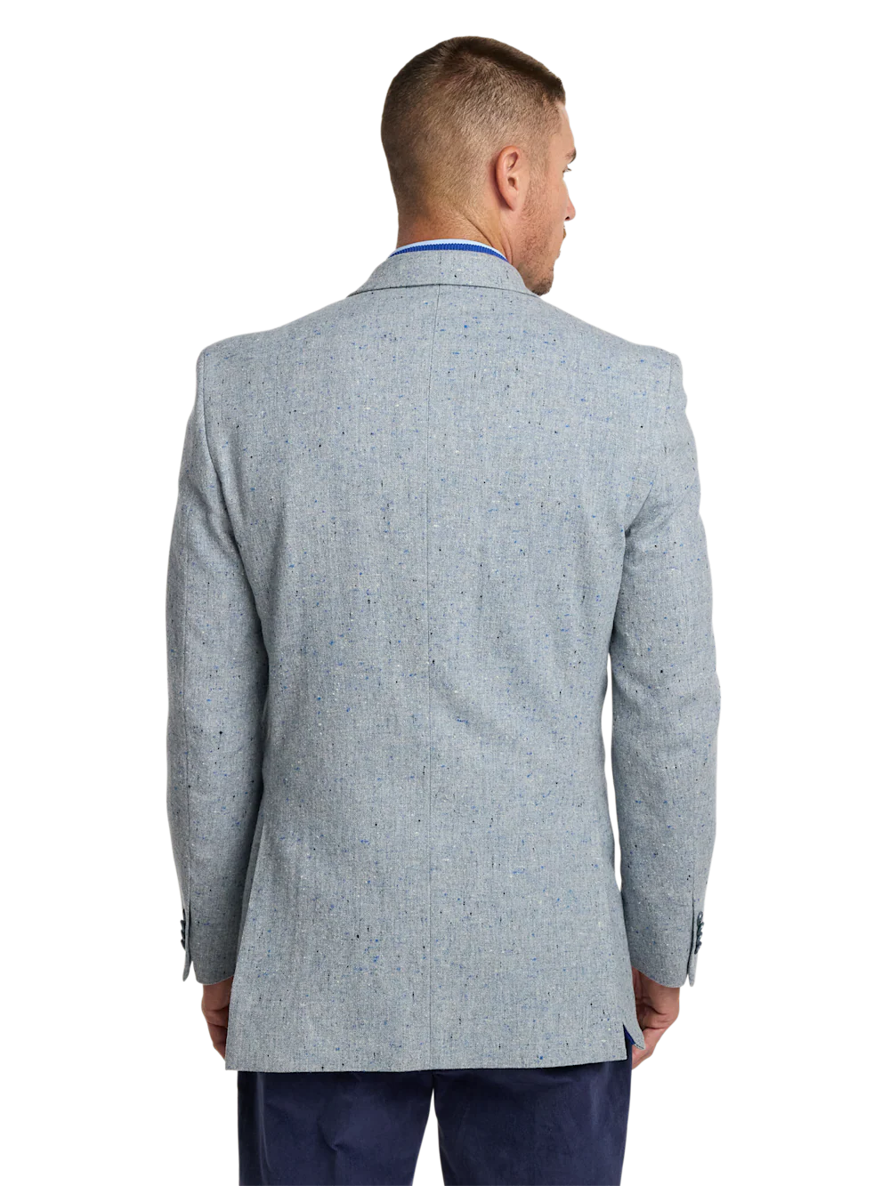 Wool Donegal Single Breasted Notch Lapel Sport Coat - Light Blue - Image 8