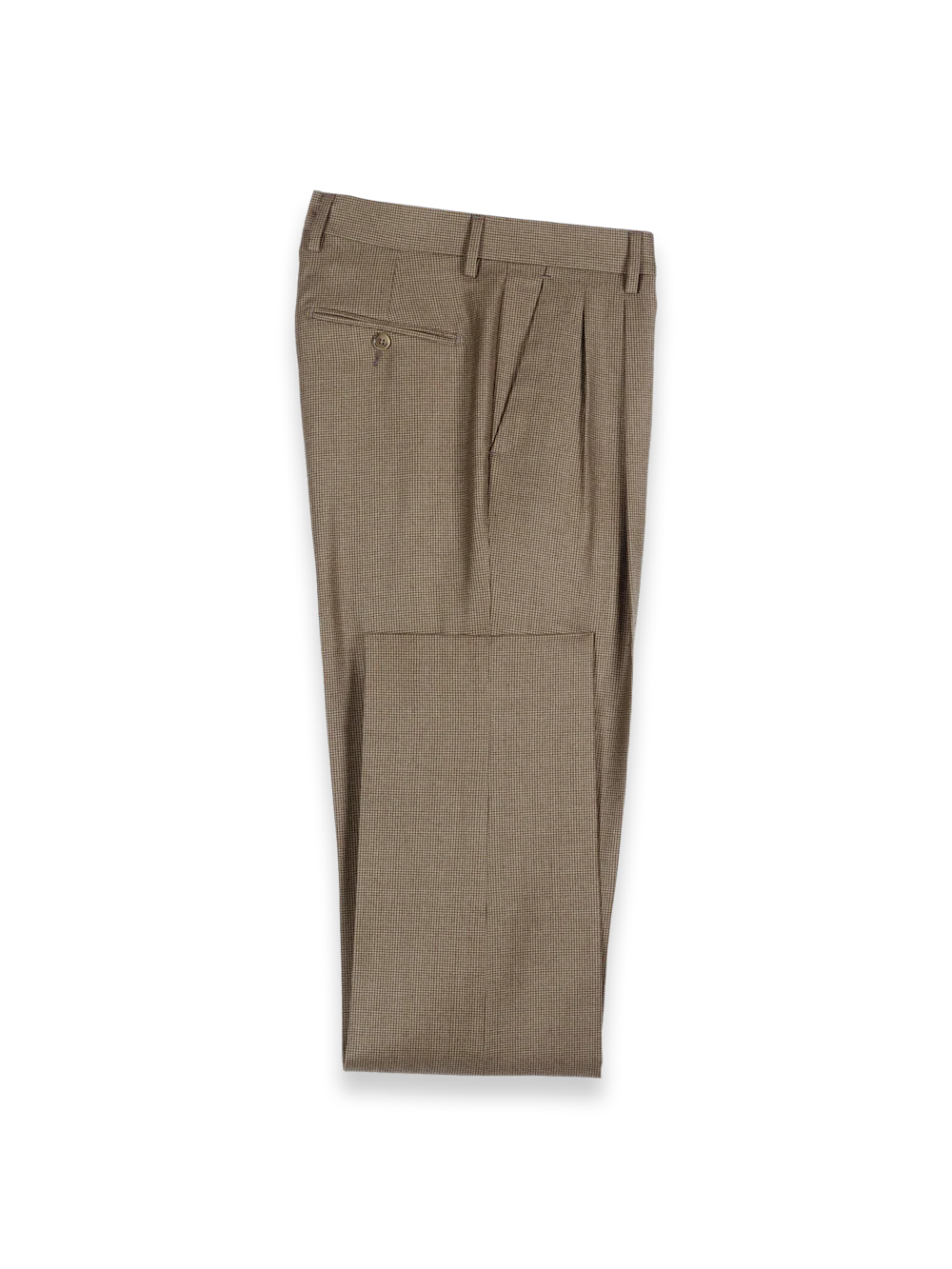 Wool Flannel Houndstooth Pants - Brown - Image 4