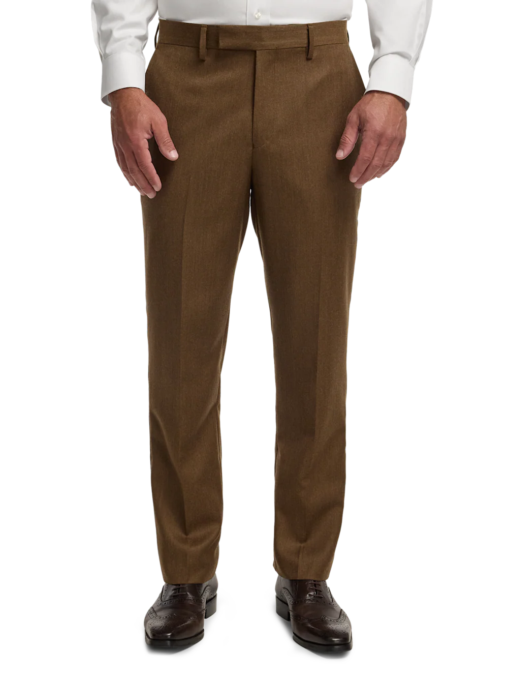 Wool Flannel Solid Pants - Brown - Image 2