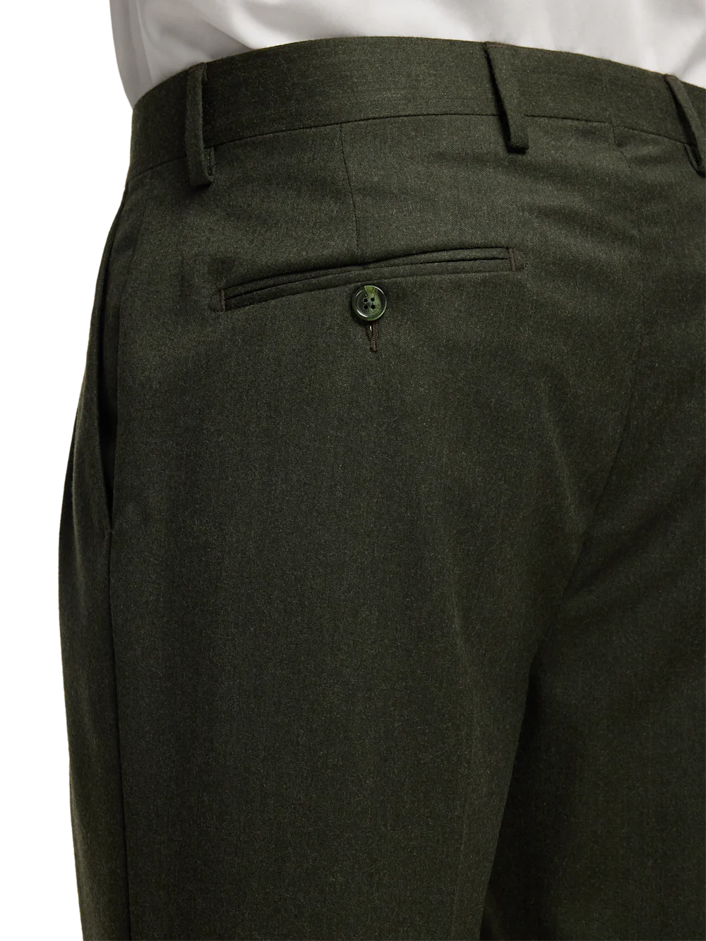 Wool Flannel Solid Pants - Dark Green - Image 10