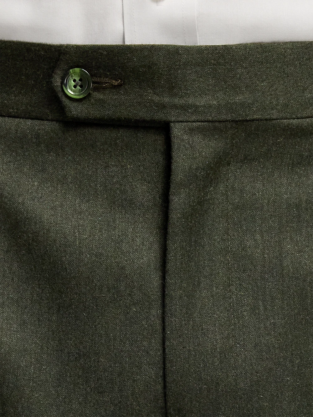 Wool Flannel Solid Pants - Dark Green - Image 11