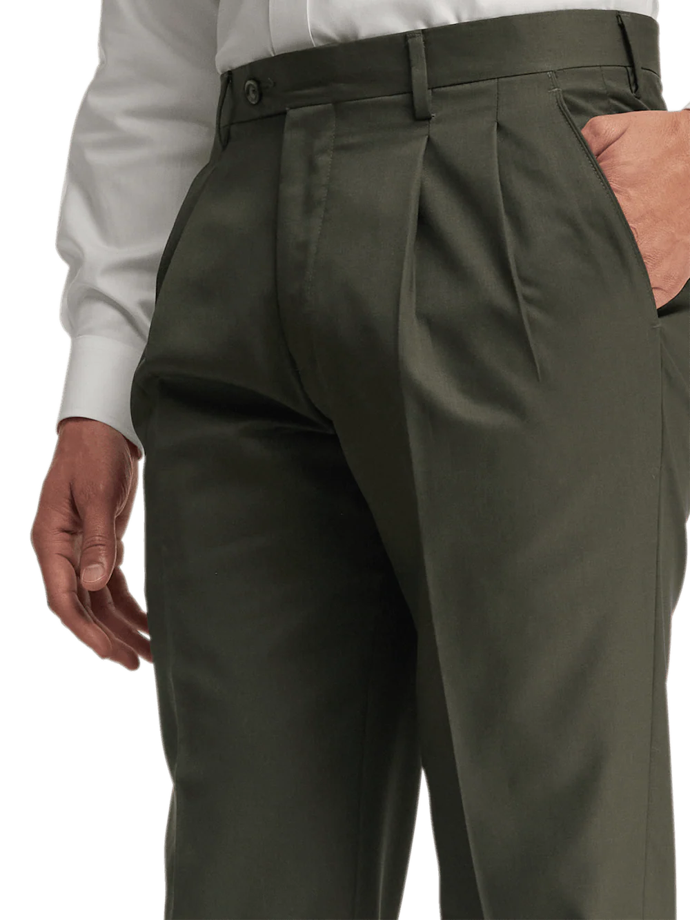 Wool Gabardine Pants - Olive - Image 10