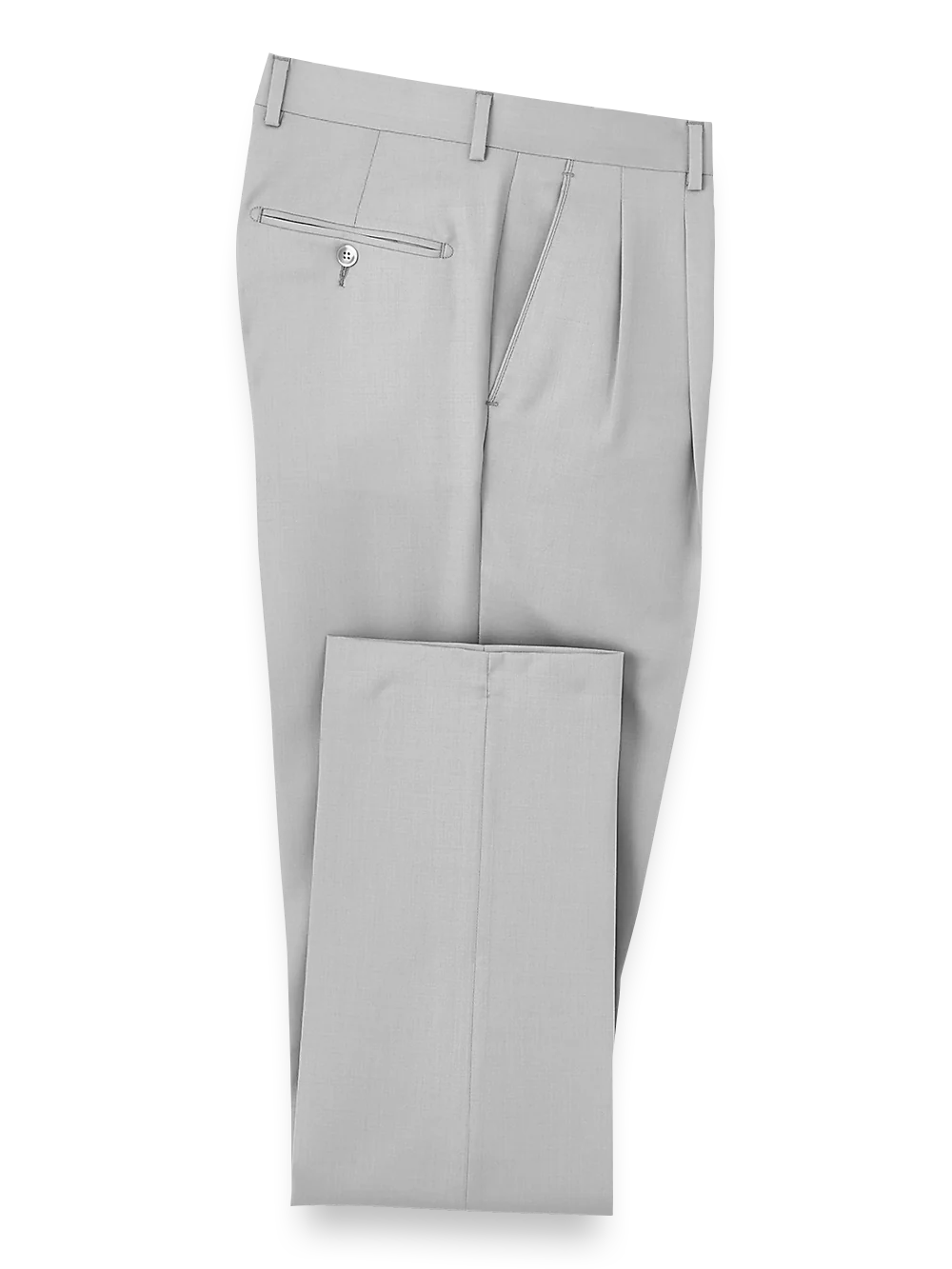 Wool Gabardine Pants - Light Grey - Image 4