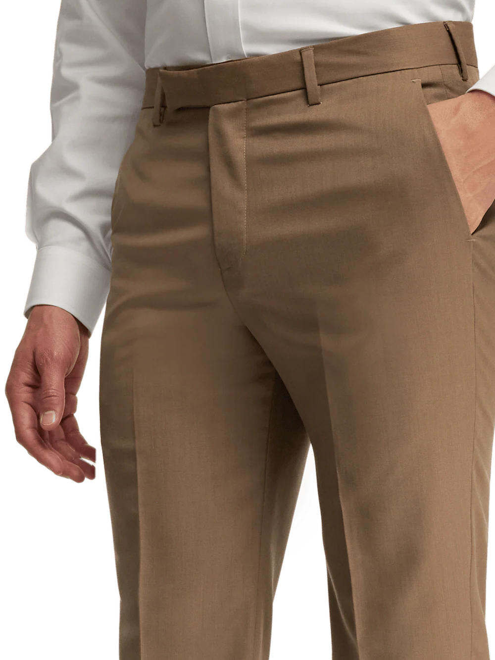 Wool Gabardine Pants - Light Brown - Image 5