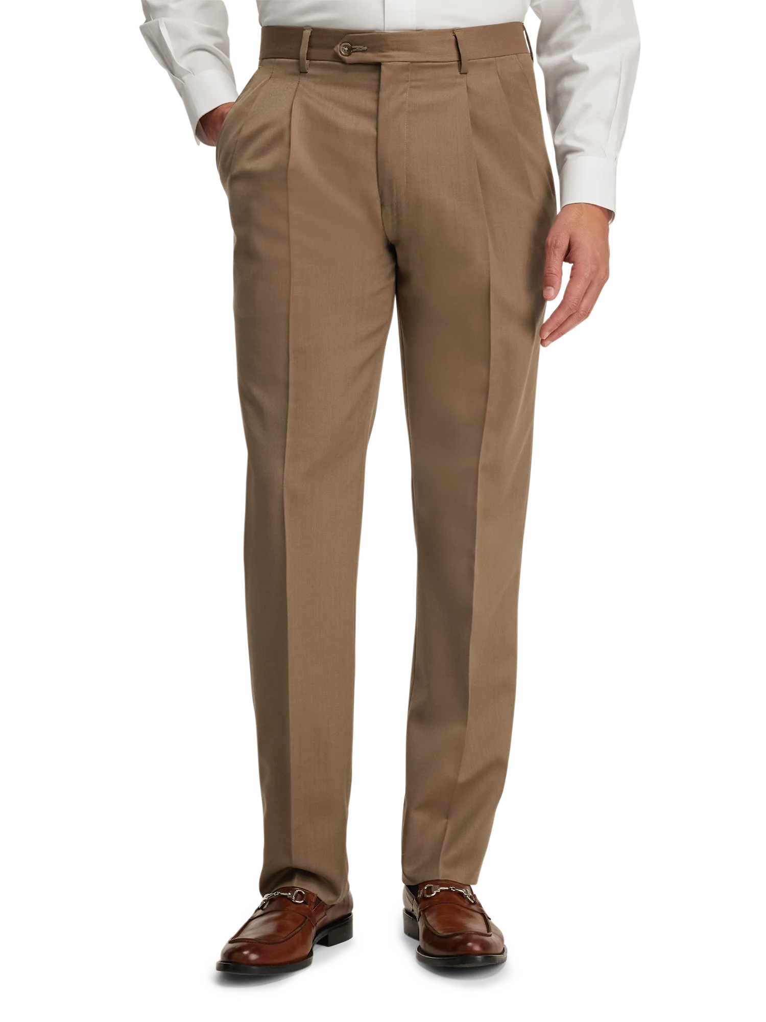 Wool Gabardine Pants - Light Brown - Image 8