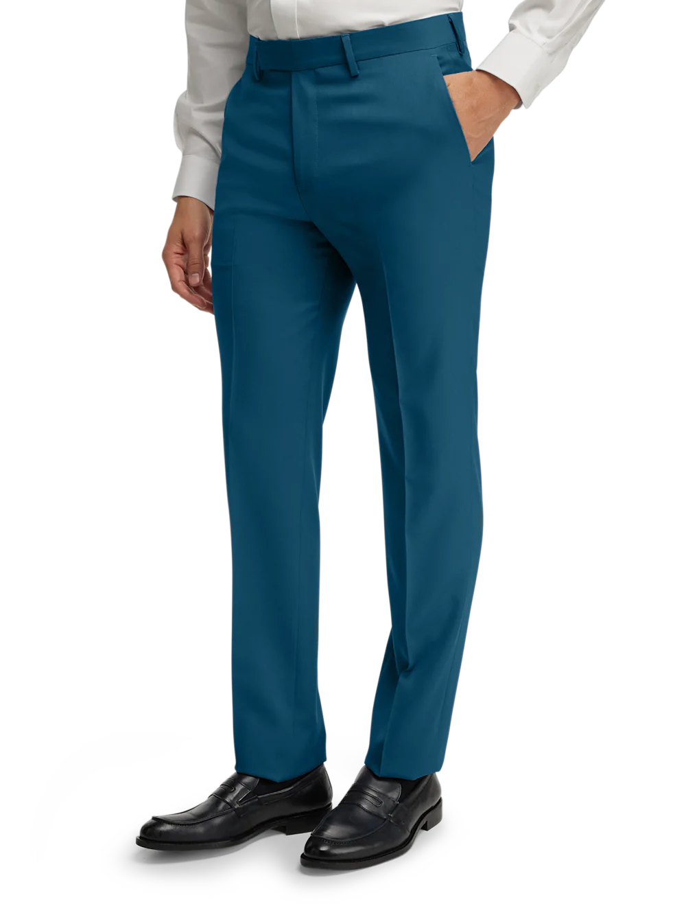 Wool Gabardine Pants - Dark Teal - Image 4