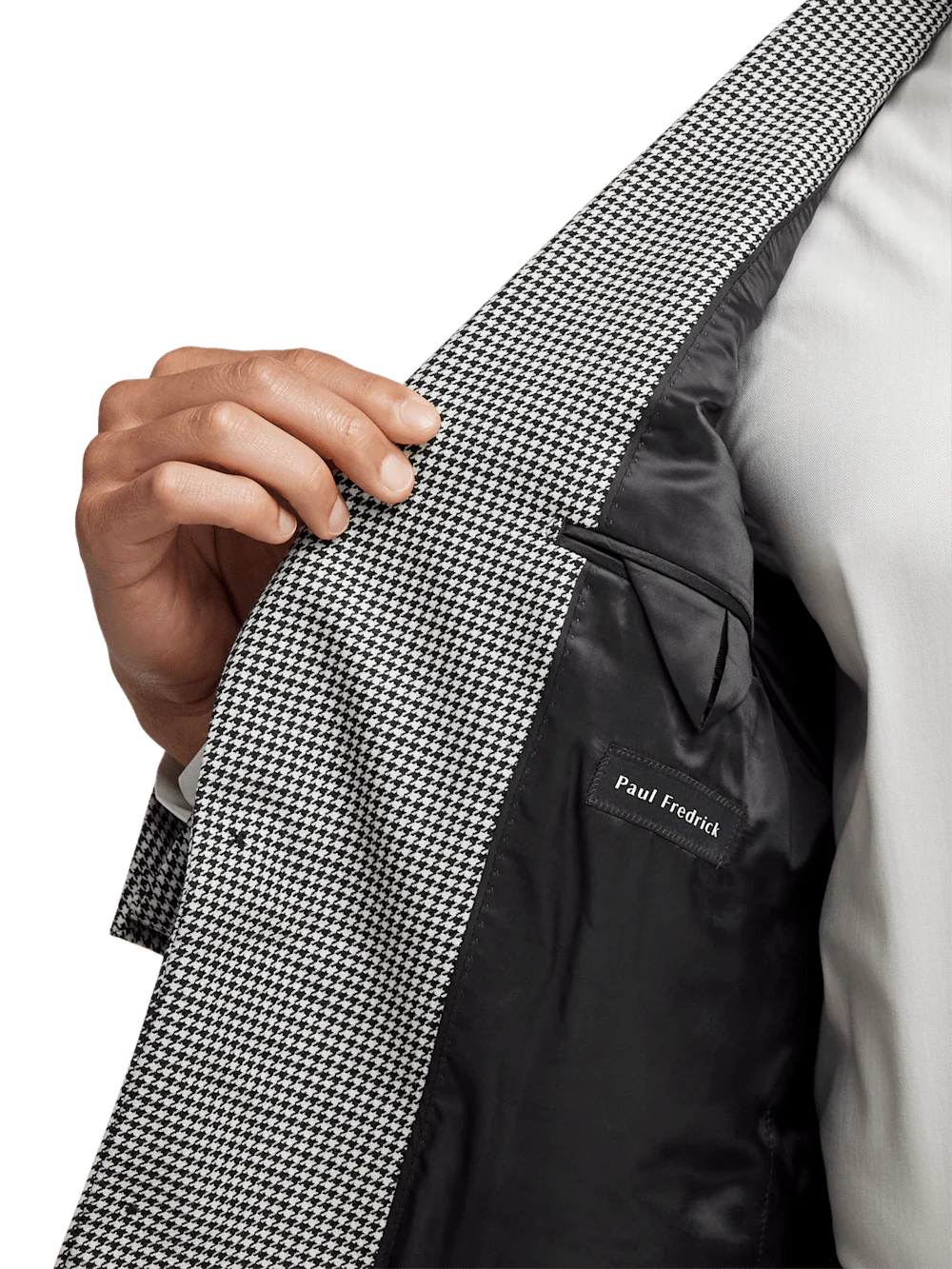Wool Houndstooth Single Breasted Peak Lapel Sport Coat - Black/white - Image 4