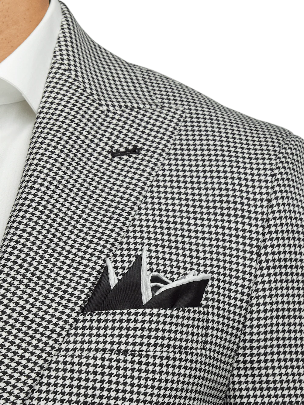 Wool Houndstooth Single Breasted Peak Lapel Sport Coat - Black/white - Image 6