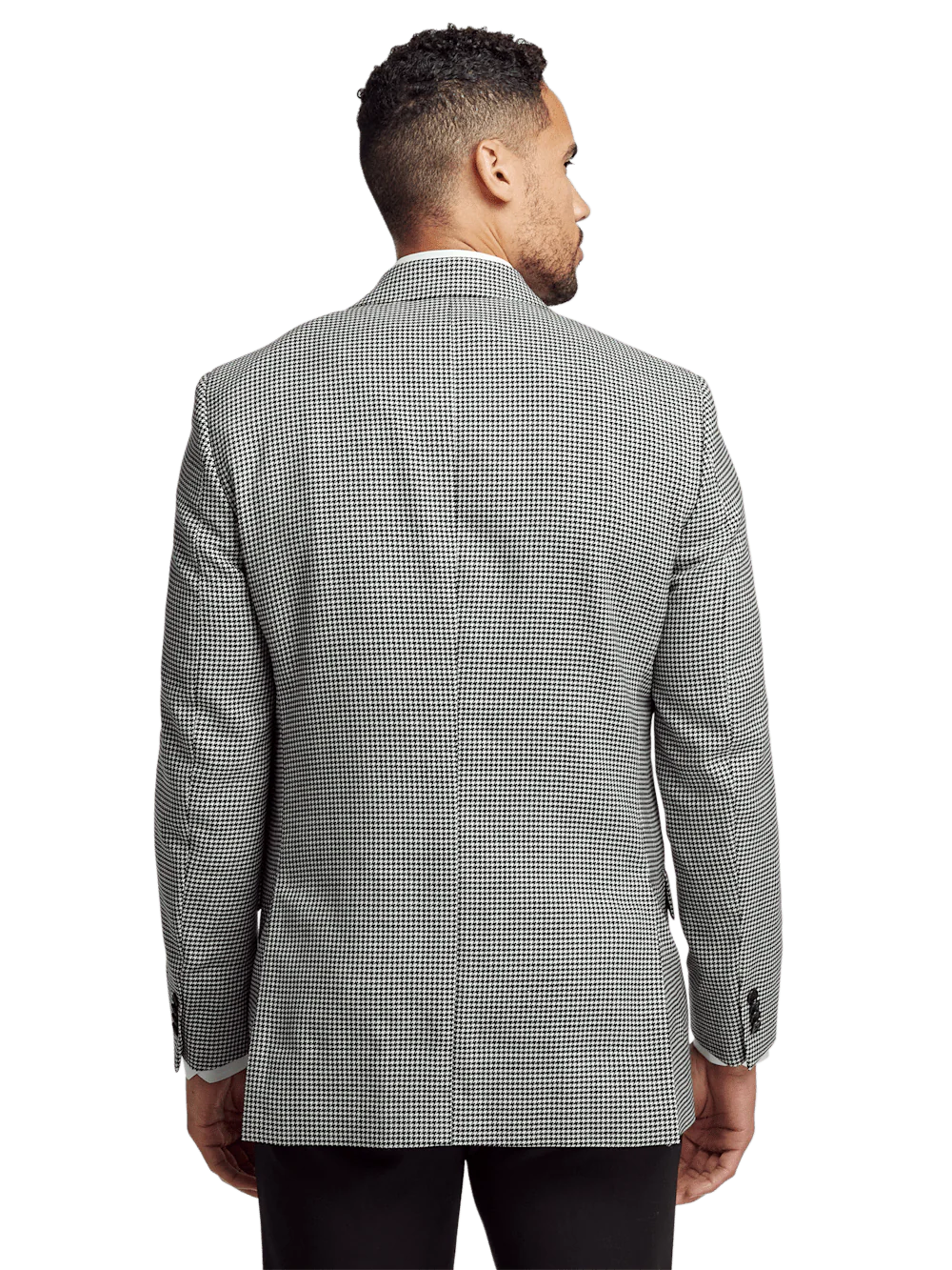 Wool Houndstooth Single Breasted Peak Lapel Sport Coat - Black/white - Image 7