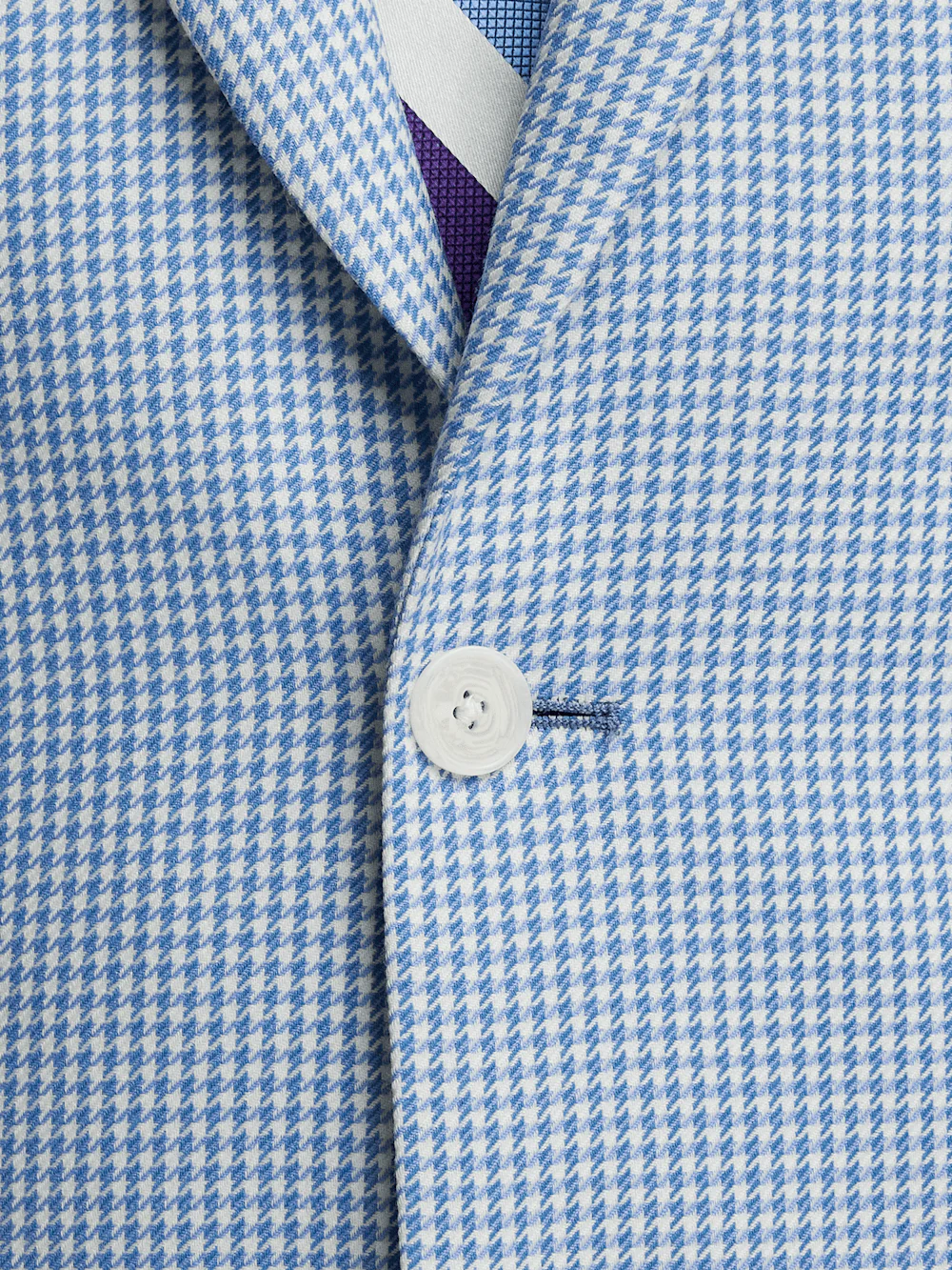 Wool Houndstooth Single Breasted Peak Lapel Sport Coat - Ocean Blue - Image 5
