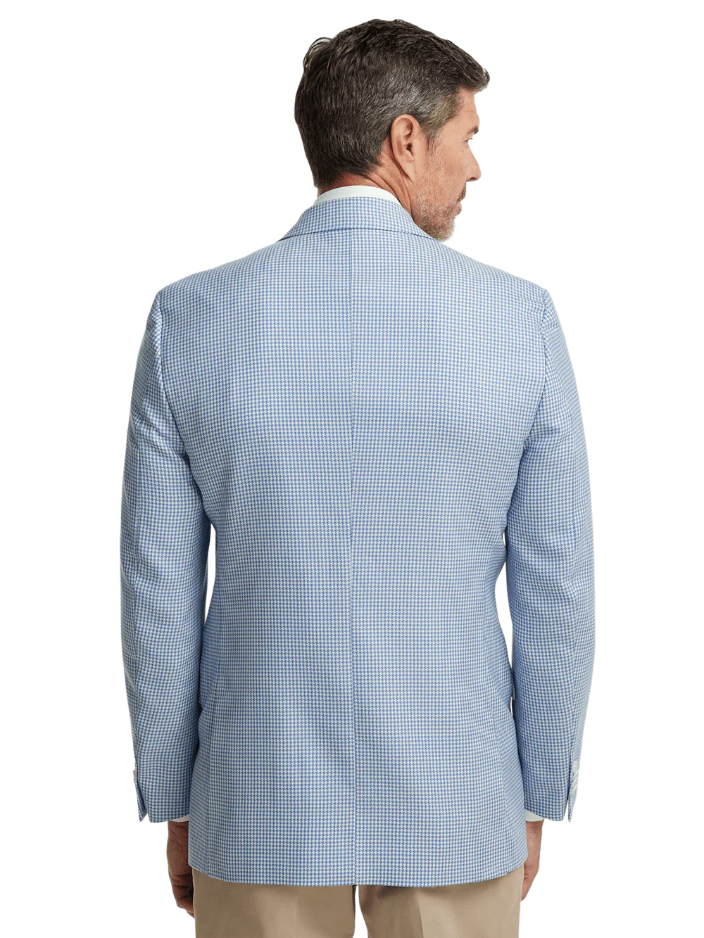 Wool Houndstooth Single Breasted Peak Lapel Sport Coat - Ocean Blue - Image 7