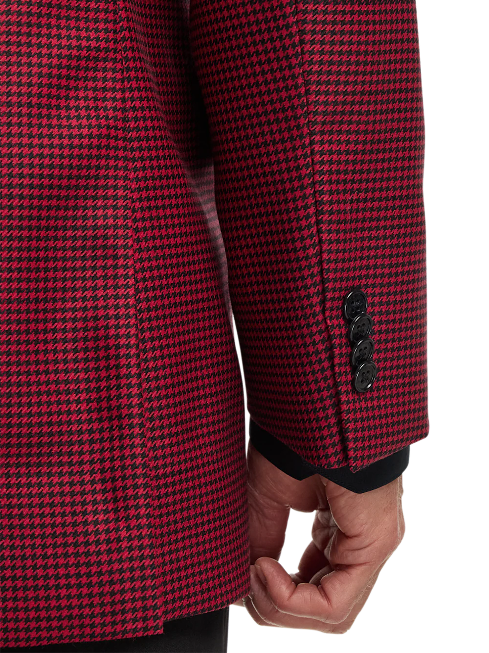 Wool Houndstooth Single Breasted Peak Lapel Sport Coat - Black/red - Image 4