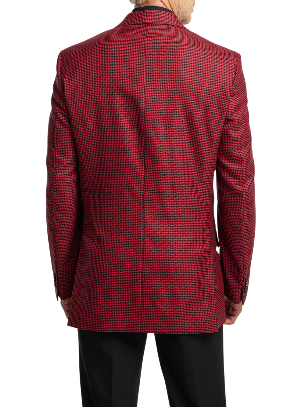 Wool Houndstooth Single Breasted Peak Lapel Sport Coat - Black/red - Image 8