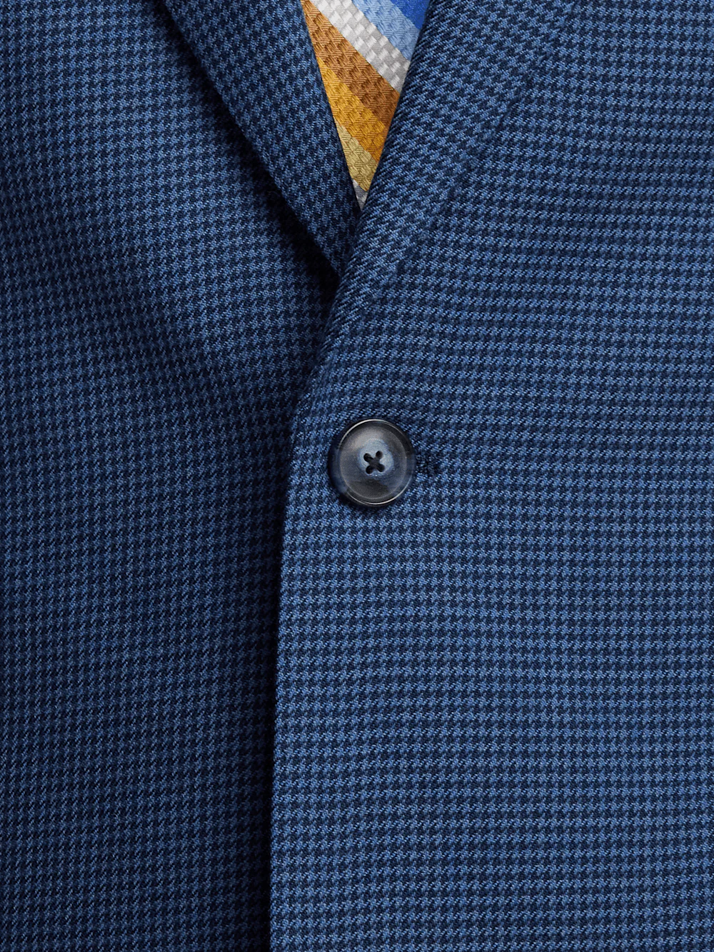 Wool Houndstooth Single Breasted Peak Lapel Suit Jacket - Blue - Image 5